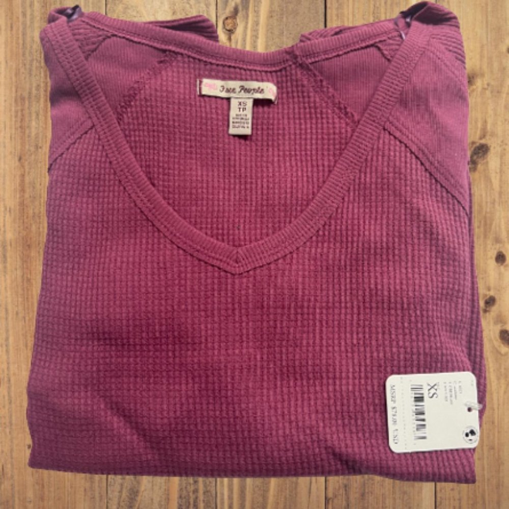 nwt Free People Santa Clara Thermal / Mulberry - Picture 3 of 3